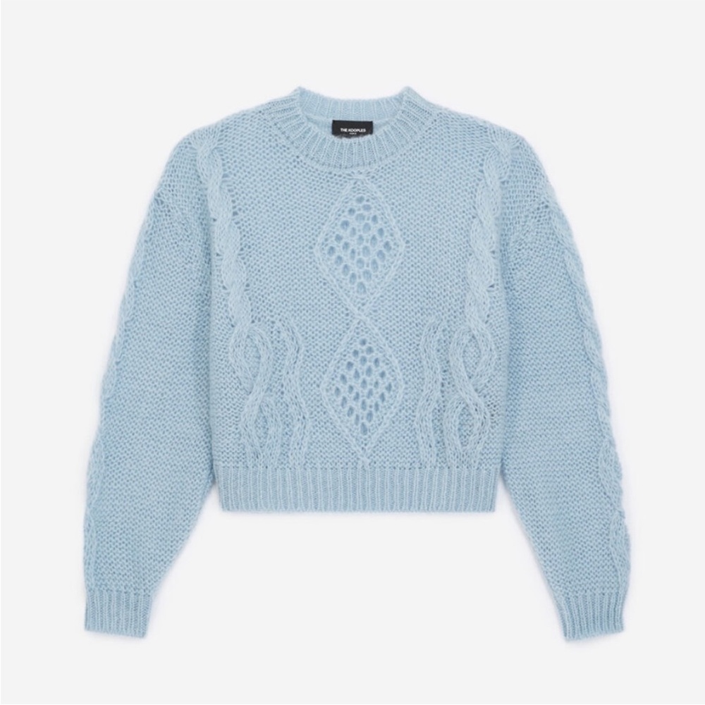 The Kooples Powder Blue Chunky Cable Knit Sweater